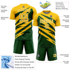 Custom Yellow Green-White Abstract Line Sports Sublimation Soccer Uniform Jersey