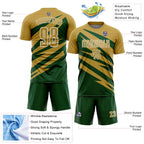 Custom Old Gold Green-White Abstract Line Sports Sublimation Soccer Uniform Jersey