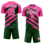 Custom Pink Green-White Abstract Line Sports Sublimation Soccer Uniform Jersey