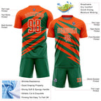Custom Orange Kelly Green-White Abstract Line Sports Sublimation Soccer Uniform Jersey