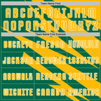 Custom Gold Kelly Green-White Abstract Line Sports Sublimation Soccer Uniform Jersey