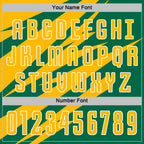 Custom Gold Kelly Green-White Abstract Line Sports Sublimation Soccer Uniform Jersey