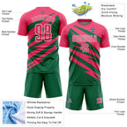 Custom Neon Pink Kelly Green-White Abstract Line Sports Sublimation Soccer Uniform Jersey