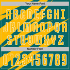 Custom Gold Teal-White Abstract Line Sports Sublimation Soccer Uniform Jersey