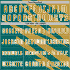 Custom Old Gold Teal-White Abstract Line Sports Sublimation Soccer Uniform Jersey