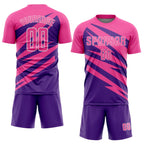 Custom Pink Purple-White Abstract Line Sports Sublimation Soccer Uniform Jersey