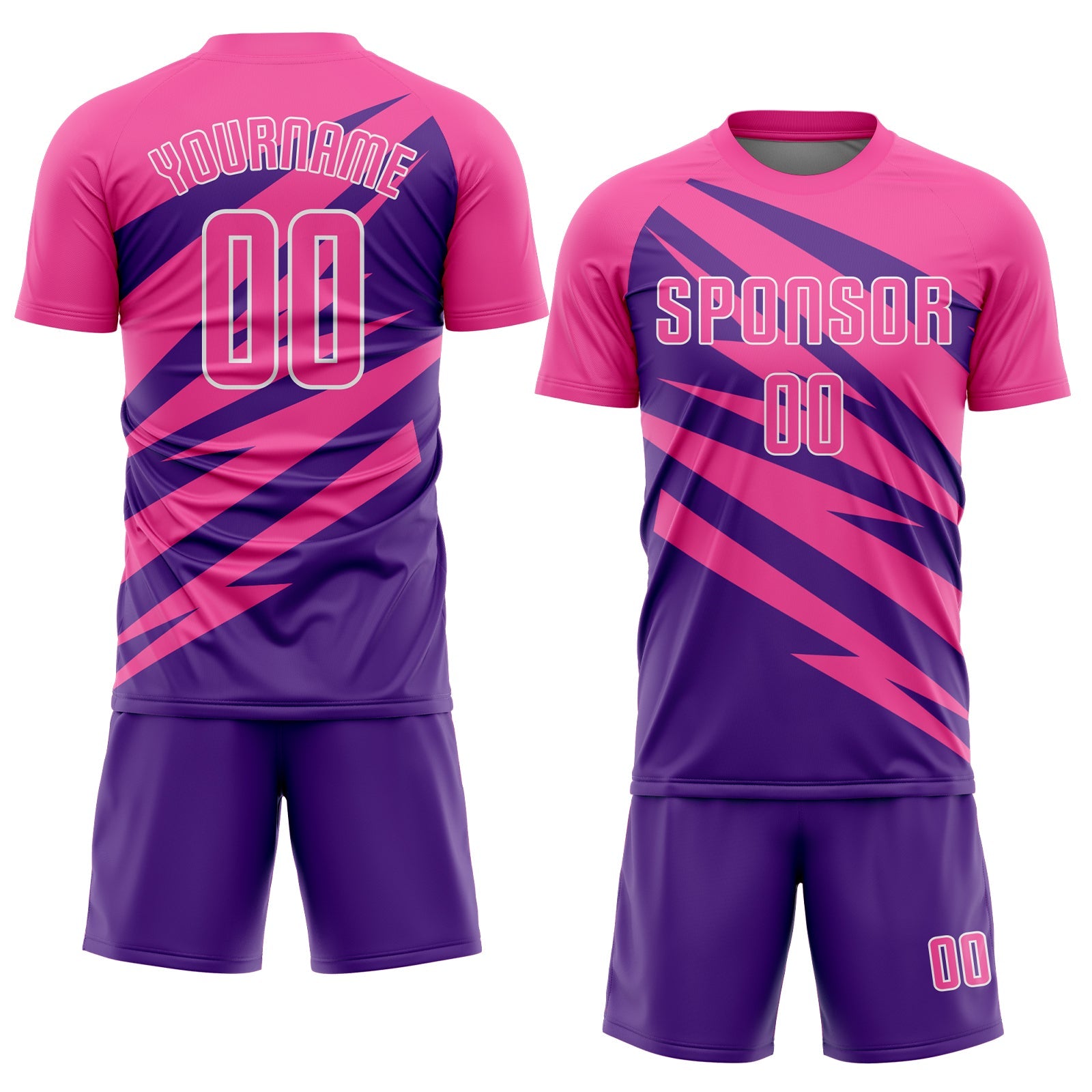 Custom Pink Purple-White Abstract Line Sports Sublimation Soccer Uniform Jersey