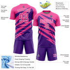 Custom Pink Purple-White Abstract Line Sports Sublimation Soccer Uniform Jersey