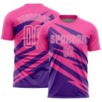 Custom Pink Purple-White Abstract Line Sports Sublimation Soccer Uniform Jersey