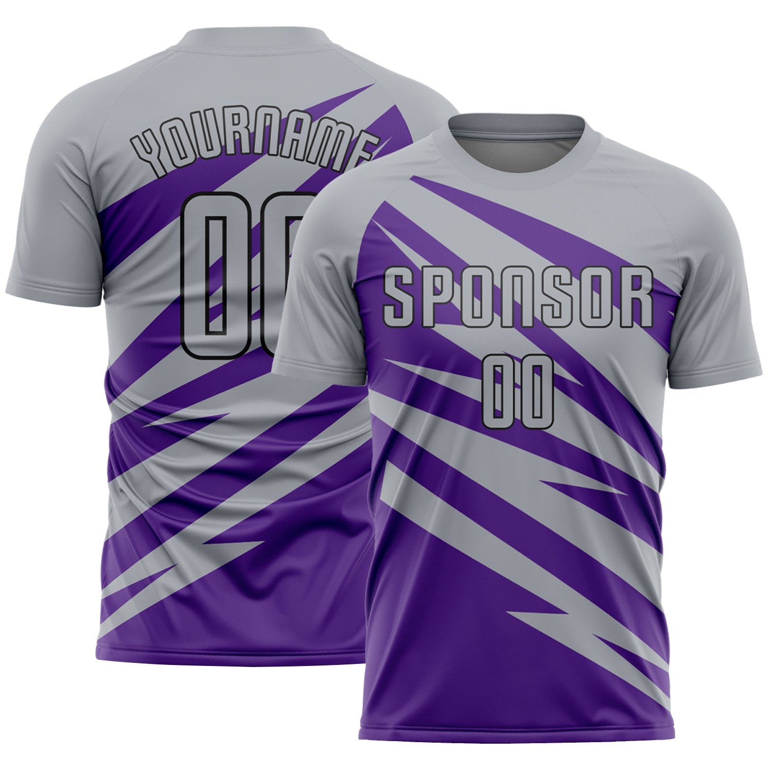 Custom Gray Purple-Black Abstract Line Sports Sublimation Soccer Uniform Jersey