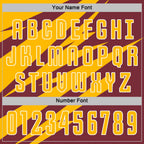 Custom Gold Burgundy-White Abstract Line Sports Sublimation Soccer Uniform Jersey