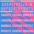 Custom Pink Powder Blue-White Abstract Line Sports Sublimation Soccer Uniform Jersey