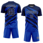 Custom Navy Thunder Blue-White Abstract Line Sports Sublimation Soccer Uniform Jersey