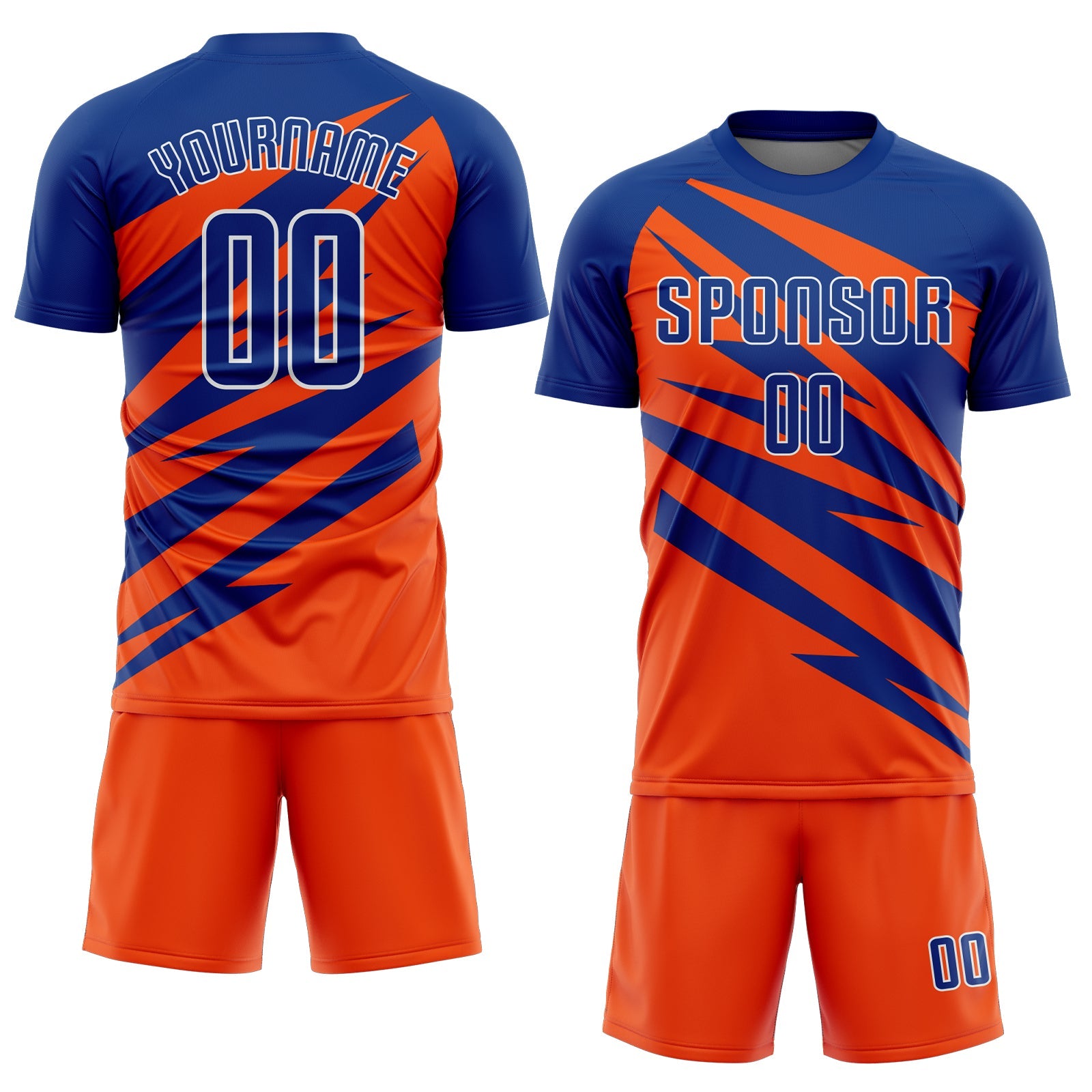 Custom Royal Orange-White Abstract Line Sports Sublimation Soccer Uniform Jersey