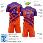 Custom Purple Orange-White Abstract Line Sports Sublimation Soccer Uniform Jersey