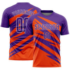 Custom Purple Orange-White Abstract Line Sports Sublimation Soccer Uniform Jersey