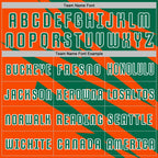 Custom Kelly Green Orange-White Abstract Line Sports Sublimation Soccer Uniform Jersey