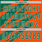 Custom Kelly Green Orange-White Abstract Line Sports Sublimation Soccer Uniform Jersey