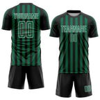 Custom Black Kelly Green-White Stripe Sports Sublimation Soccer Uniform Jersey