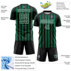 Custom Black Kelly Green-White Stripe Sports Sublimation Soccer Uniform Jersey