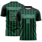 Custom Black Kelly Green-White Stripe Sports Sublimation Soccer Uniform Jersey