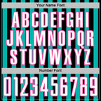 Custom Black White Aqua-Pink Stripe Sports Sublimation Soccer Uniform Jersey