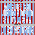 Custom Red Light Blue-White Stripe Sports Sublimation Soccer Uniform Jersey