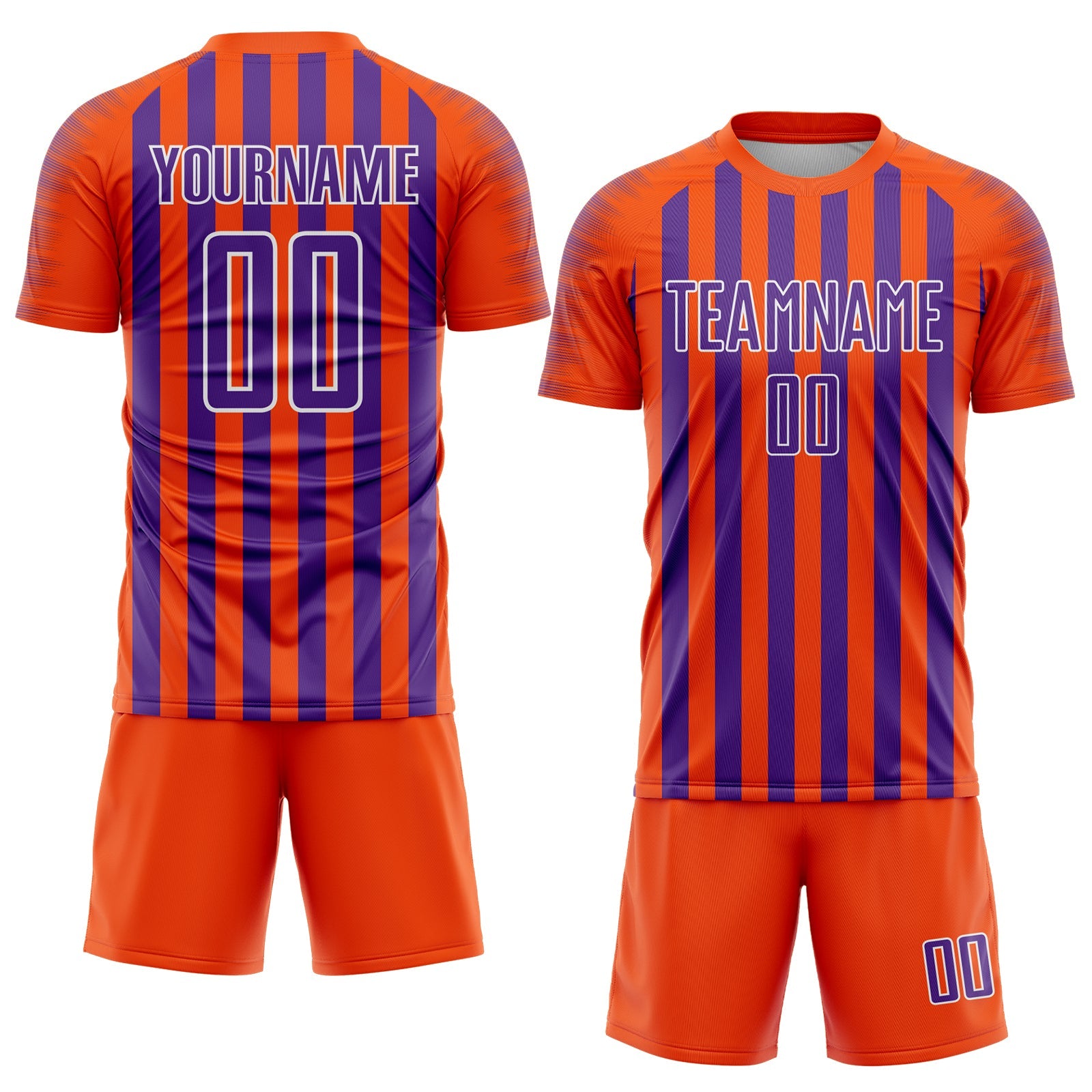 Custom Orange Purple-White Stripe Sports Sublimation Soccer Uniform Jersey