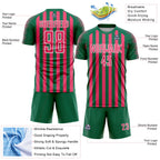 Custom Kelly Green Neon Pink-White Stripe Sports Sublimation Soccer Uniform Jersey