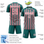 Custom Teal Medium Pink-White Stripe Sports Sublimation Soccer Uniform Jersey