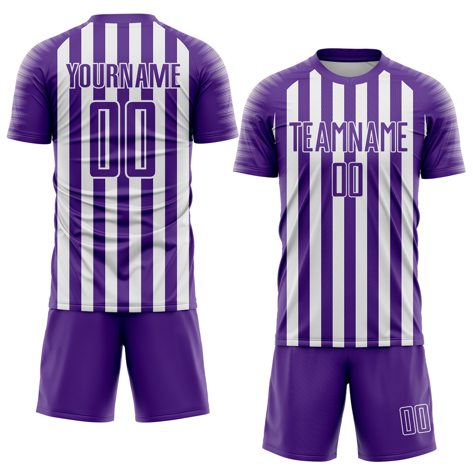 Custom Purple White Stripe Sports Sublimation Soccer Uniform Jersey