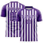 Custom Purple White Stripe Sports Sublimation Soccer Uniform Jersey