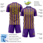 Custom Purple Old Gold-Black Stripe Sports Sublimation Soccer Uniform Jersey