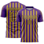 Custom Purple Old Gold-Black Stripe Sports Sublimation Soccer Uniform Jersey