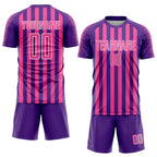Custom Purple Pink-White Stripe Sports Sublimation Soccer Uniform Jersey