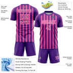 Custom Purple Pink-White Stripe Sports Sublimation Soccer Uniform Jersey