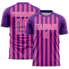 Custom Purple Pink-White Stripe Sports Sublimation Soccer Uniform Jersey