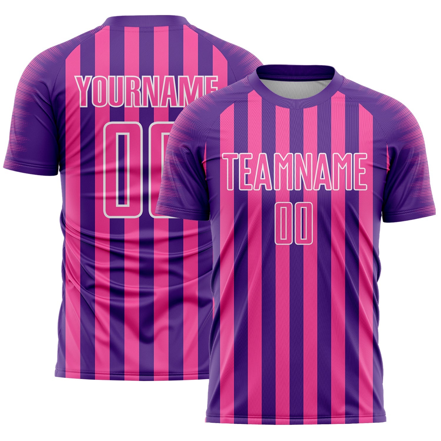 Custom Purple Pink-White Stripe Sports Sublimation Soccer Uniform Jersey
