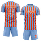 Custom Light Blue Orange-White Stripe Sports Sublimation Soccer Uniform Jersey