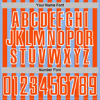 Custom Light Blue Orange-White Stripe Sports Sublimation Soccer Uniform Jersey