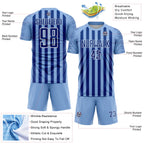 Custom Light Blue Royal-White Stripe Sports Sublimation Soccer Uniform Jersey