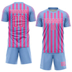 Custom Light Blue Pink-White Stripe Sports Sublimation Soccer Uniform Jersey