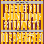 Custom Burgundy Gold-White Stripe Sports Sublimation Soccer Uniform Jersey