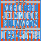 Custom Powder Blue Orange-White Stripe Sports Sublimation Soccer Uniform Jersey