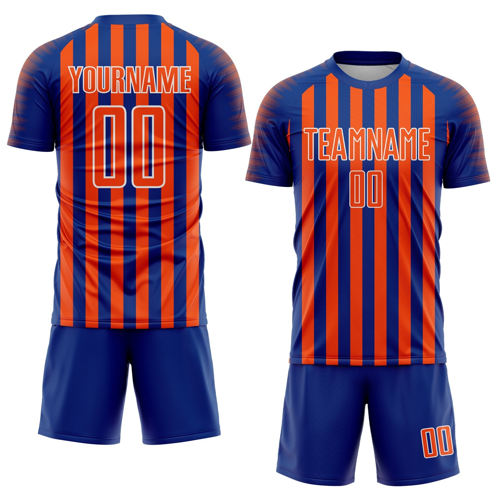 Custom Royal Orange-White Stripe Sports Sublimation Soccer Uniform Jersey