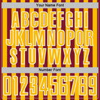 Custom Crimson Gold-White Stripe Sports Sublimation Soccer Uniform Jersey