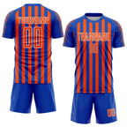 Custom Thunder Blue Orange-White Stripe Sports Sublimation Soccer Uniform Jersey