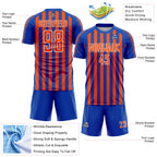 Custom Thunder Blue Orange-White Stripe Sports Sublimation Soccer Uniform Jersey