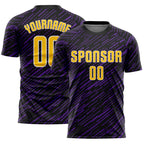 Custom Black Yellow Purple-White Line Sports Sublimation Soccer Uniform Jersey