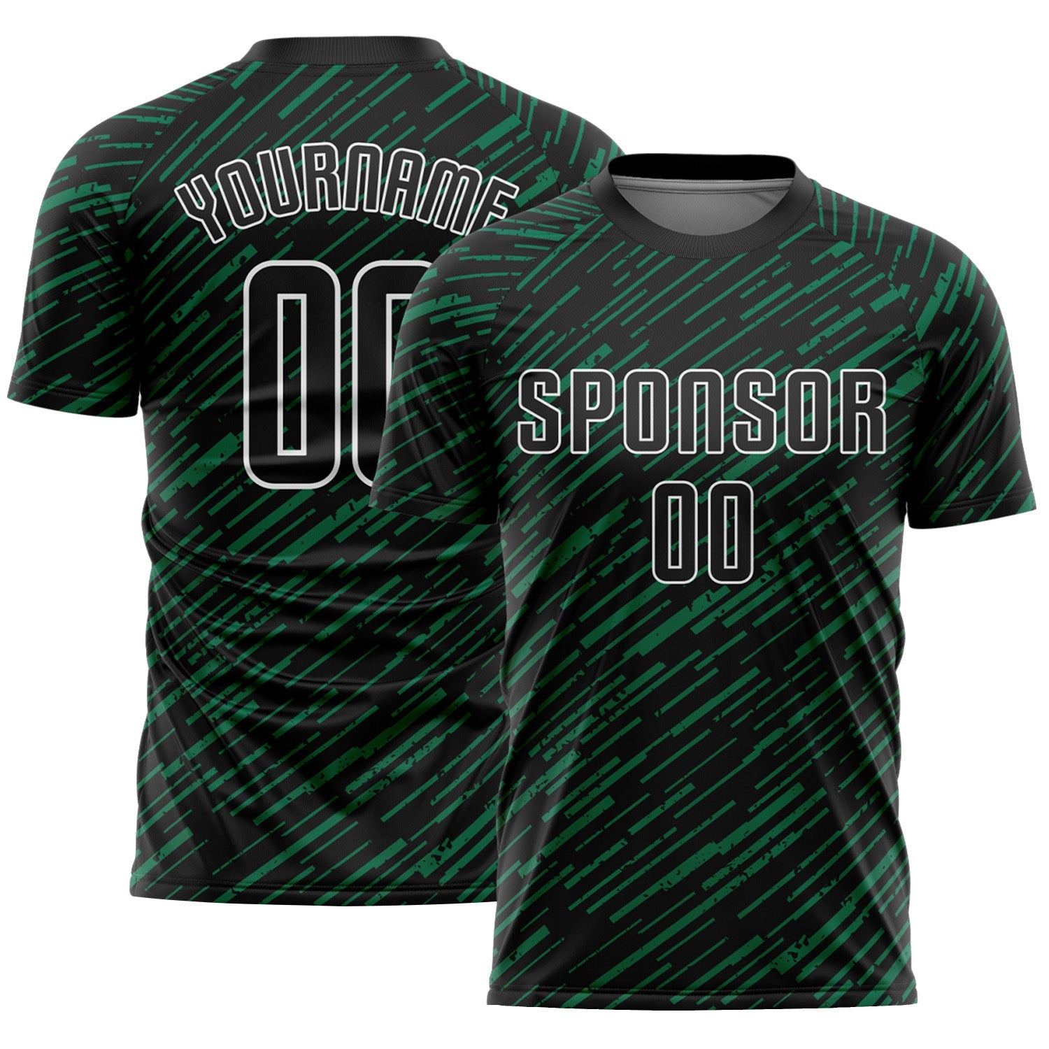 Custom Black Kelly Green-White Line Sports Sublimation Soccer Uniform Jersey